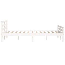 Cadru de pat, alb, 120x200 cm, lemn masiv de pin, 6 image