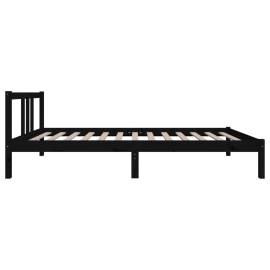 Cadru de pat, negru, 90x200 cm, lemn masiv, 5 image