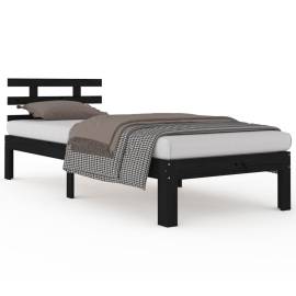 Cadru de pat, negru, 90x200 cm, lemn masiv, 2 image