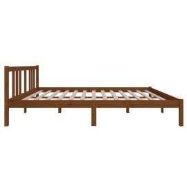 Cadru de pat, maro miere, 140x200 cm, lemn masiv de pin, 5 image