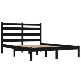 Cadru de pat, negru, 120x200 cm, lemn masiv de pin, 4 image