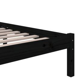 Cadru de pat, negru, 160x200 cm, lemn masiv de pin, 7 image