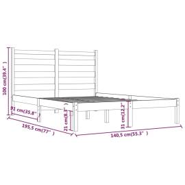 Cadru de pat dublu 4ft6, 135x190 cm, lemn masiv pin, 6 image