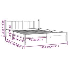 Cadru de pat king size 5ft, alb, 150x200 cm, lemn masiv, 9 image