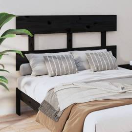 Tăblie de pat, negru, 124x3x81 cm, lemn masiv de pin