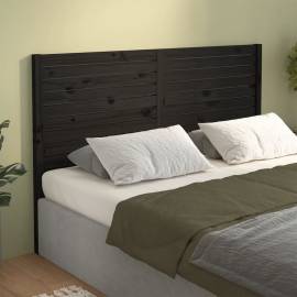 Tăblie de pat, negru, 126x4x100 cm, lemn masiv de pin, 4 image
