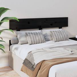 Tăblie de pat, negru, 144x3x81 cm, lemn masiv de pin, 4 image