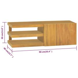 Dulap pentru baie de perete, 90x40x30 cm, lemn masiv de tec, 9 image