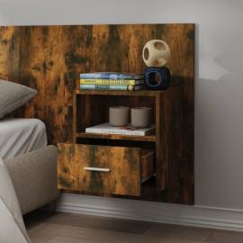 Noptiere de perete, 2 buc., stejar afumat, lemn prelucrat, 4 image