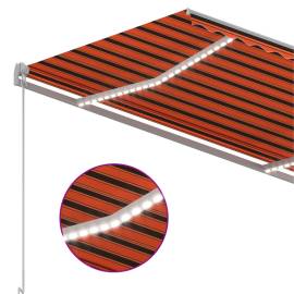 Copertină automată cu senzor vânt&led, portocaliu/maro, 3x2,5 m, 4 image