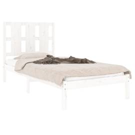 Cadru de pat, alb, 90x200 cm, lemn masiv de pin, 3 image