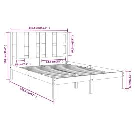 Cadru de pat dublu 4ft6, 135x190 cm, lemn masiv, 6 image