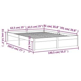 Cadru de pat double 4ft6, gri, 135x190 cm, lemn masiv, 10 image