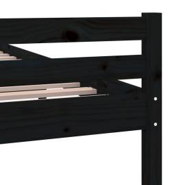 Cadru de pat king size 5ft, 150x200 cm, negru, lemn masiv, 7 image