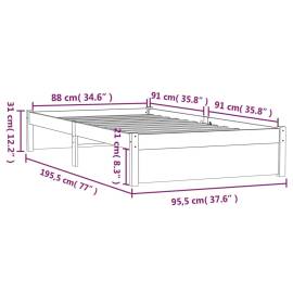 Cadru de pat single 3ft, maro miere, 90x190 cm, lemn masiv, 10 image