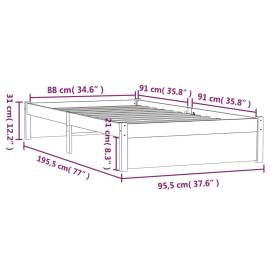 Cadru de pat single 3ft, negru, 90x190 cm, lemn masiv, 10 image