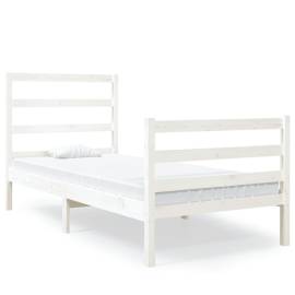 Cadru de pat single 3ft, alb, 90x190 cm, lemn masiv de pin, 2 image