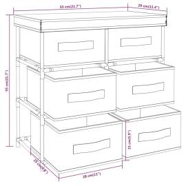 Dulap depozitare cu 6 sertare, negru, 55x29x55 cm, oțel, 8 image