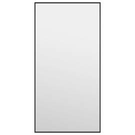 Oglindă pentru ușă, negru, 30x60 cm, sticlă și aluminiu, 2 image