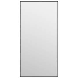 Oglindă pentru ușă, negru, 40x80 cm, sticlă și aluminiu, 2 image