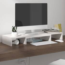 Stand pentru monitor, alb, 80x24x10,5 cm, lemn masiv de pin, 9 image