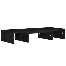 Stand pentru monitor, negru, 60x24x10,5 cm, lemn masiv de pin, 3 image