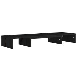Stand pentru monitor, negru, 80x24x10,5 cm, lemn masiv de pin, 3 image