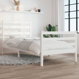 Cadru de pat, 100x200 cm, lemn masiv de pin, alb