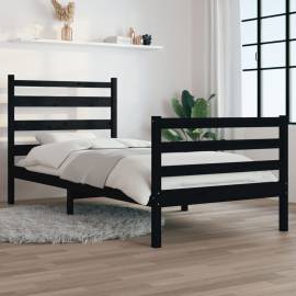 Cadru de pat, 100x200 cm, lemn masiv de pin, negru