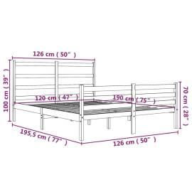 Cadru de pat small double 4ft, alb, 120x190 cm, lemn masiv pin, 6 image