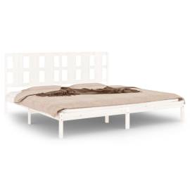 Cadru de pat super king 6ft, alb, 180x200 cm, lemn masiv, 2 image