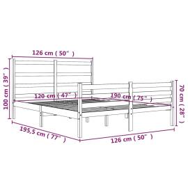 Cadru pat small double 4ft maro miere 120x190 cm lemn masiv pin, 6 image