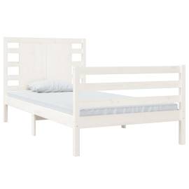 Cadru de pat ,alb, 90x200 cm, lemn masiv de pin, 3 image