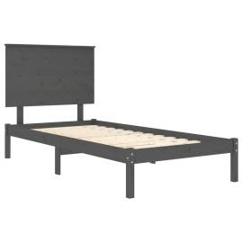 Cadru de pat, gri, 90x200 cm, lemn masiv de pin, 4 image