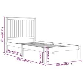 Cadru de pat small single 2ft6, 75x190 cm, lemn masiv de pin, 6 image