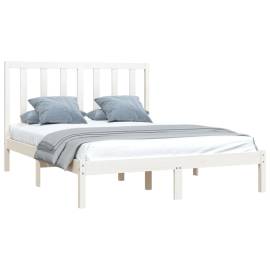Cadru de pat, alb, 160x200 cm, lemn masiv de pin, 3 image