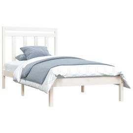 Cadru de pat, alb, 90x200 cm, lemn masiv, 3 image