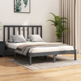 Cadru pat 5ft king size, gri, 150x200 cm, lemn masiv de pin