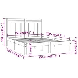 Cadru pat king size 5ft, negru, 150x200 cm, lemn masiv, 6 image