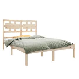 Cadru de pat, 140x190 cm, lemn masiv, 3 image
