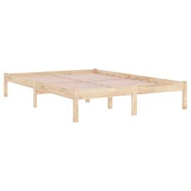 Cadru de pat, 140x190 cm, lemn masiv, 5 image