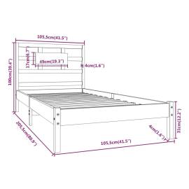 Cadru de pat, alb, 100x200 cm, lemn masiv, 8 image