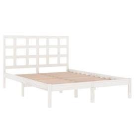 Cadru de pat, alb, 160x200 cm, lemn masiv, 4 image