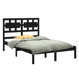 Cadru de pat, negru, 140x200 cm, lemn masiv, 3 image