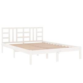Cadru de pat small double 4ft, alb, 120x190 cm, lemn masiv, 4 image