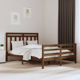 Cadru pat 5ft king size, maro miere, 150x200 cm, lemn masiv