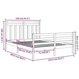 Cadru pat 5ft king size, maro miere, 150x200 cm, lemn masiv, 6 image