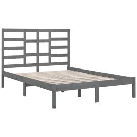 Cadru de pat, gri, 160x200 cm, lemn masiv, 4 image