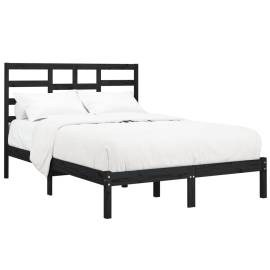 Cadru de pat, negru, 140x200 cm, lemn masiv, 3 image