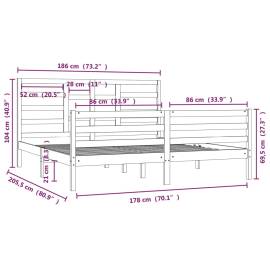 Cadru de pat super king 6ft, 180x200 cm, lemn masiv, 6 image